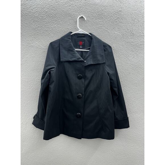 Gallery Womens Jacket Size Petite Small Black Button Up Lightweight - Picture 1 of 12